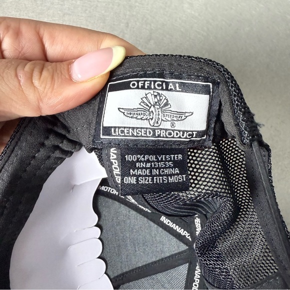 Indianapolis Motor Speedway Mens Gray and Black Rubber Mesh Trucker Baseball Hat - Picture 5 of 6